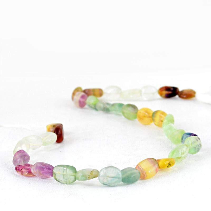 gemsmore:Natural Multicolor Fluorite Drilled Beads Strand