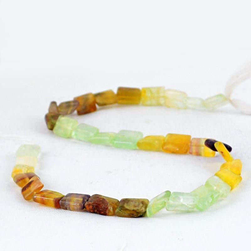 gemsmore:Natural Multicolor Fluorite Drilled Beads Strand