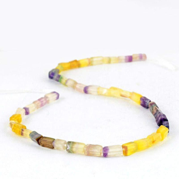 gemsmore:Natural Multicolor Fluorite Drilled Beads Strand