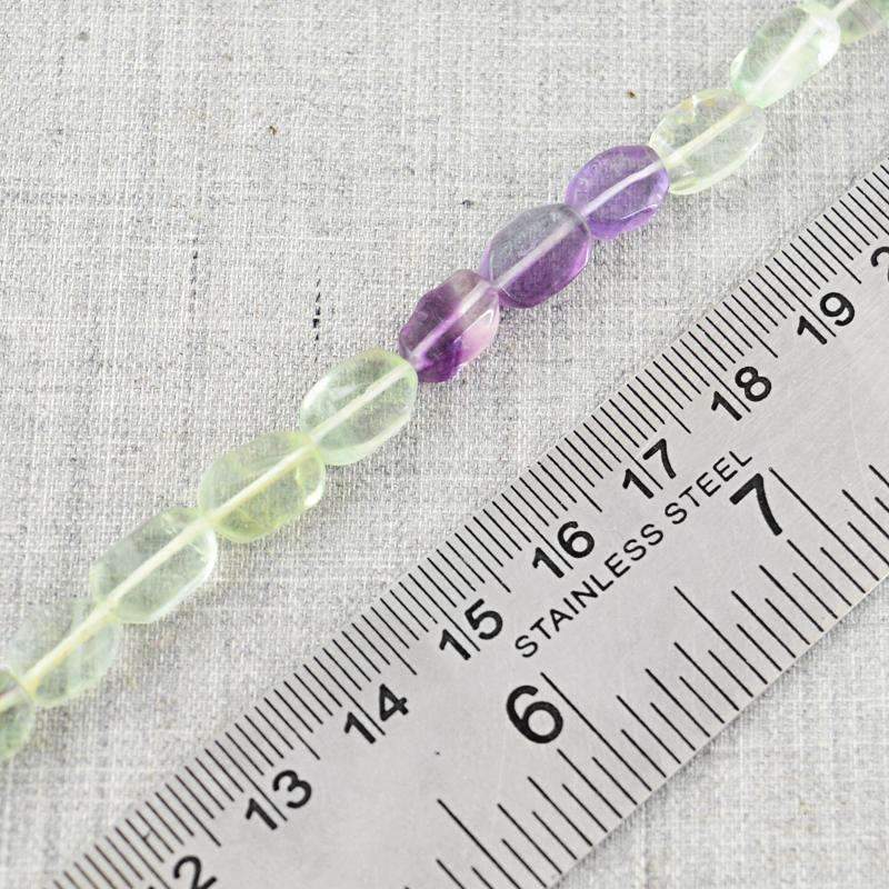 gemsmore:Natural Multicolor Fluorite Drilled Beads Strand