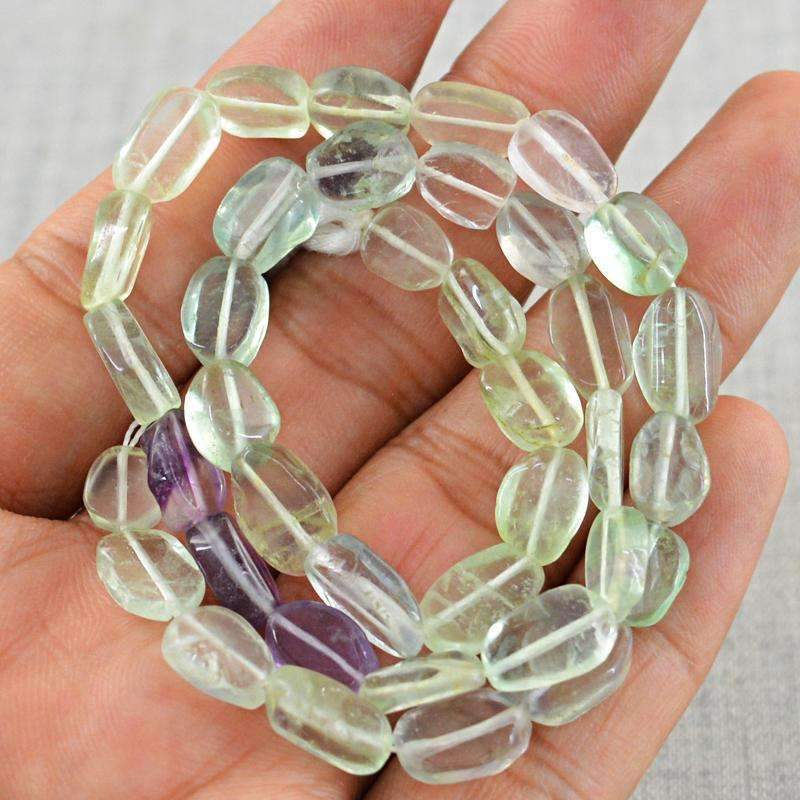 gemsmore:Natural Multicolor Fluorite Drilled Beads Strand