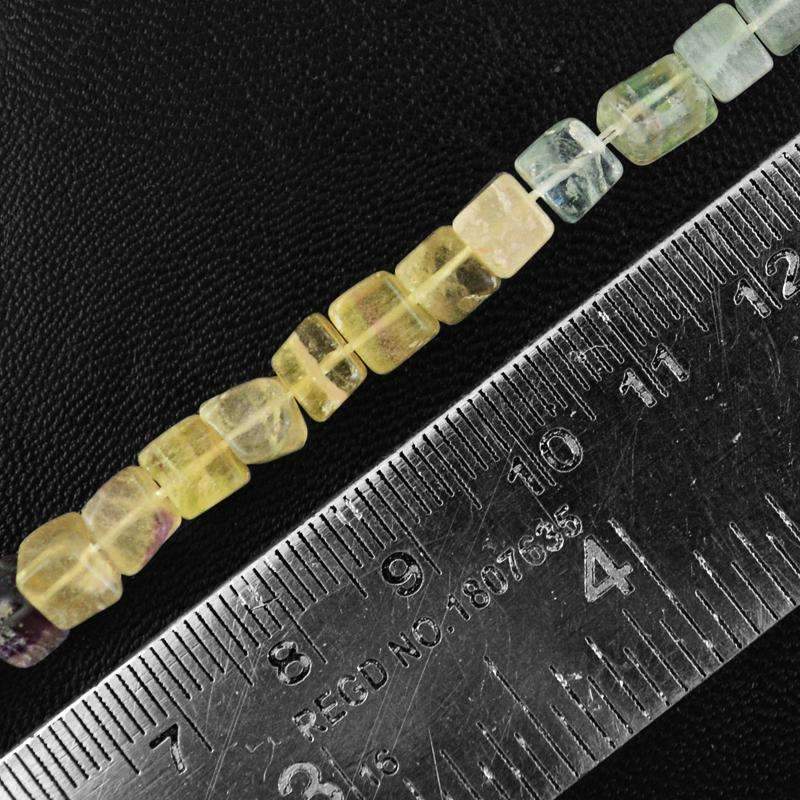 gemsmore:Natural Multicolor Fluorite Drilled Beads Strand