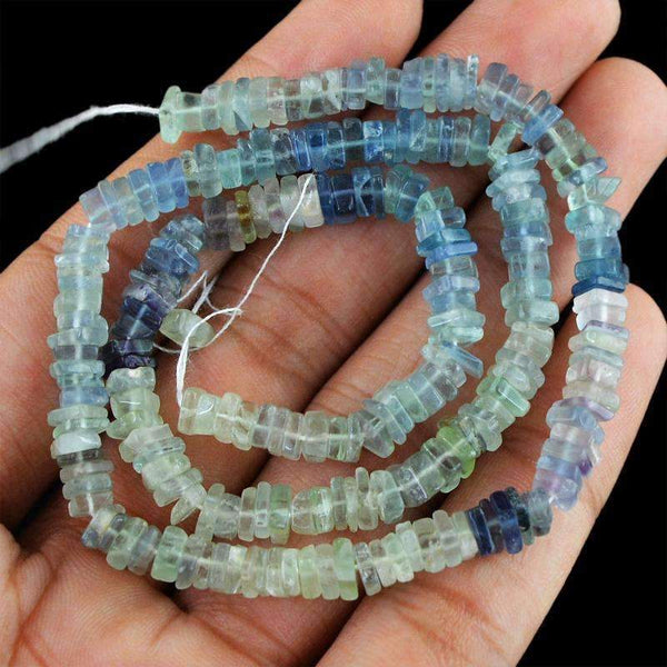 gemsmore:Natural Multicolor Fluorite Drilled Beads Strand