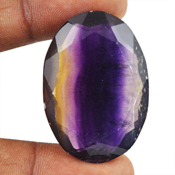 gemsmore:Natural Multicolor Fluorite Faceted Oval Shape Gemstone