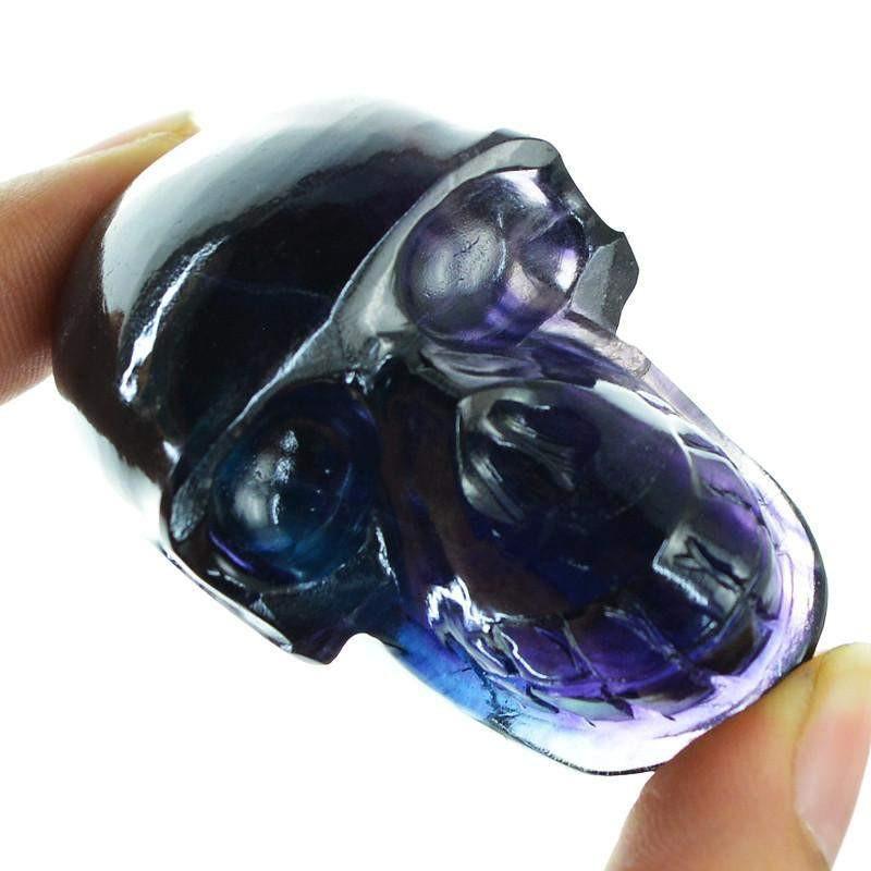 gemsmore:Natural Multicolor Fluorite Gemstone Carved Skull