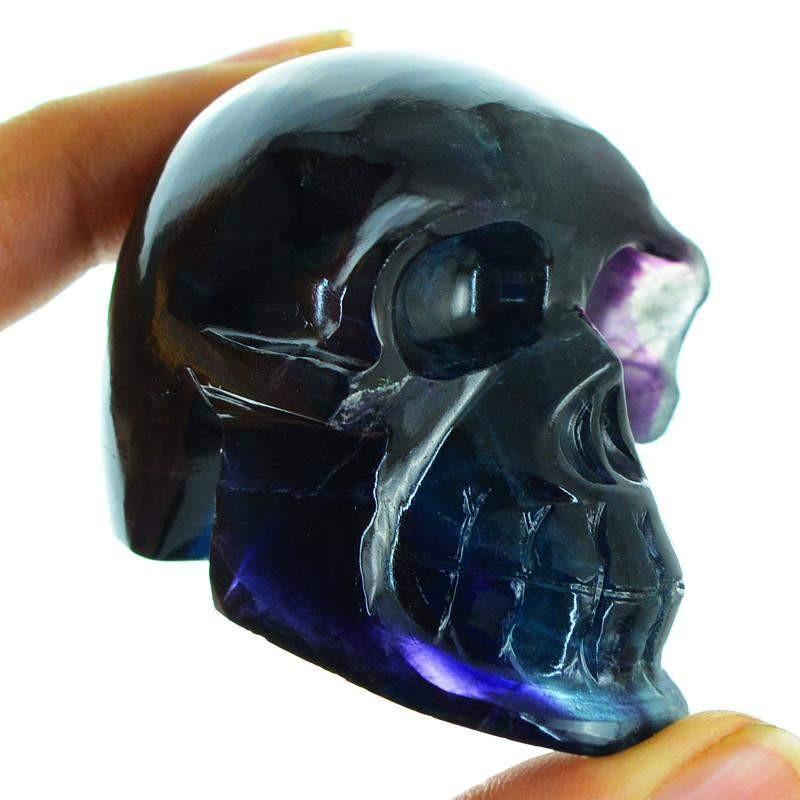 gemsmore:Natural Multicolor Fluorite Gemstone Hand Carved Skull