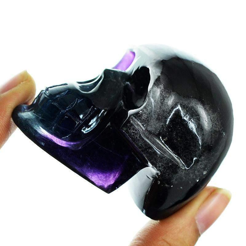 gemsmore:Natural Multicolor Fluorite Gemstone Hand Carved Skull