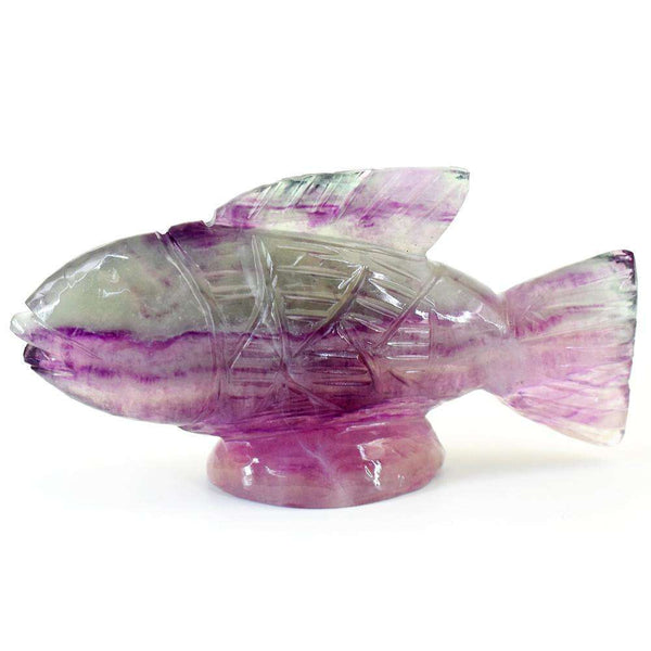 gemsmore:Natural Multicolor Fluorite Hand Carved Fish