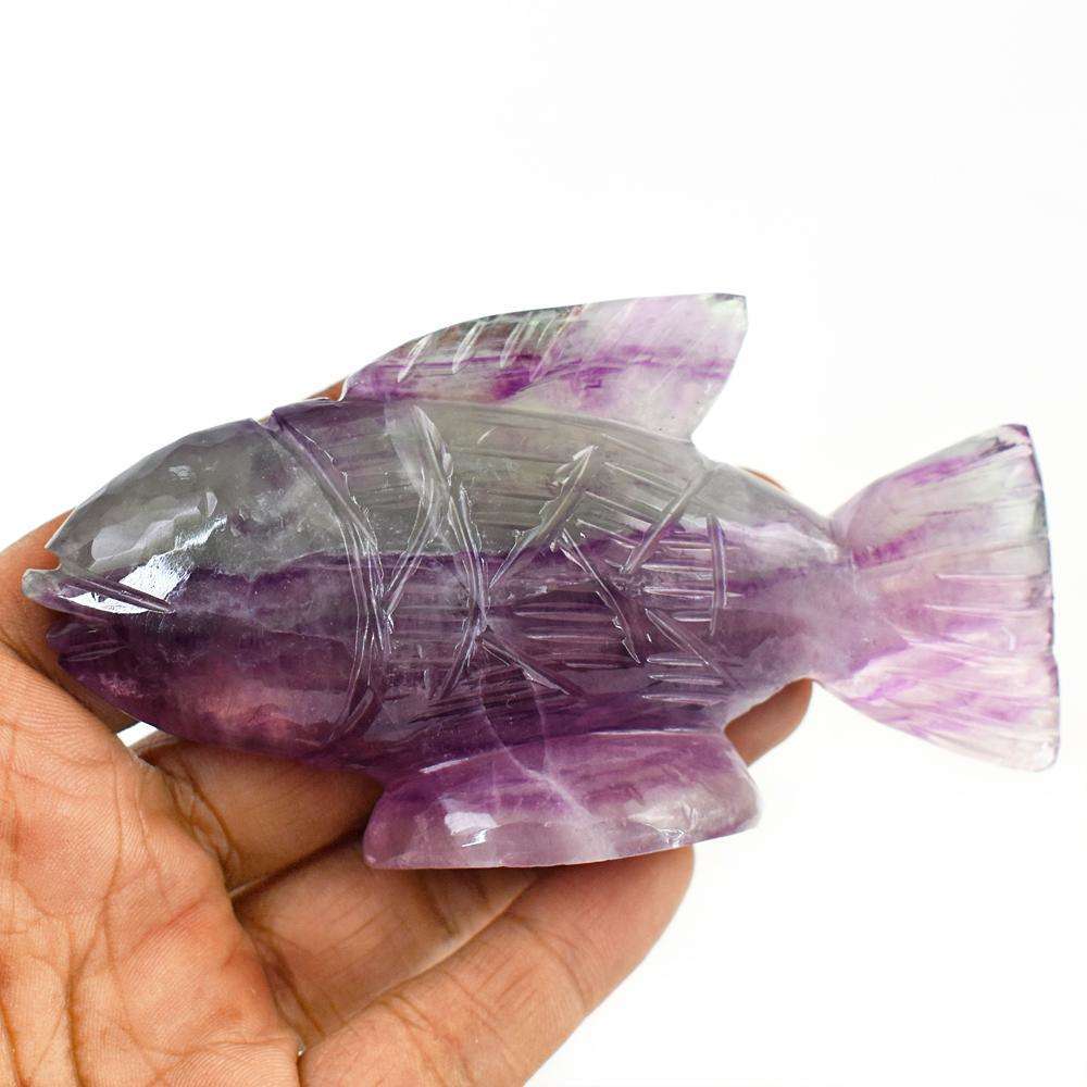 gemsmore:Natural Multicolor Fluorite Hand Carved Fish