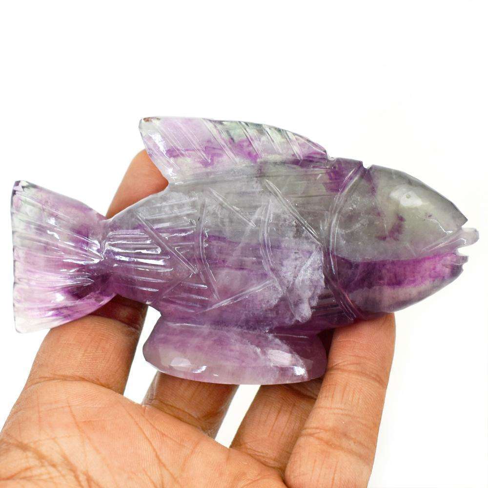 gemsmore:Natural Multicolor Fluorite Hand Carved Fish