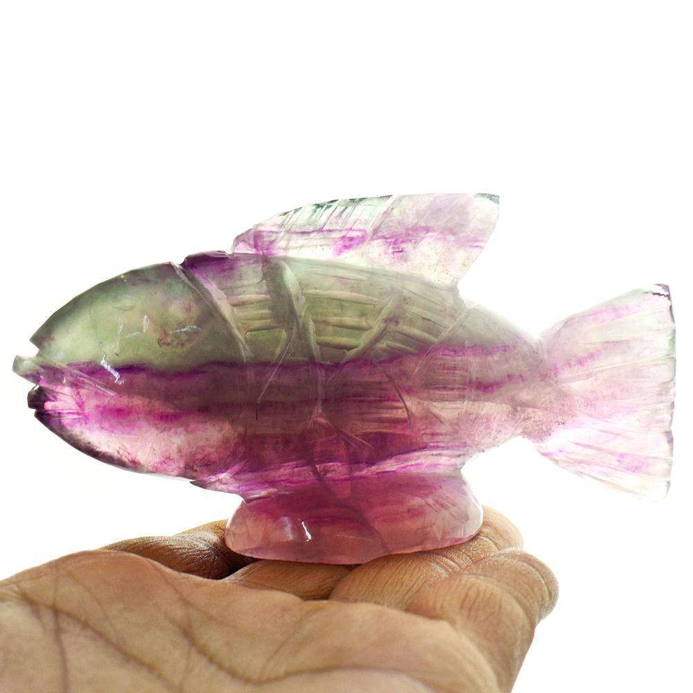 gemsmore:Natural Multicolor Fluorite Hand Carved Fish