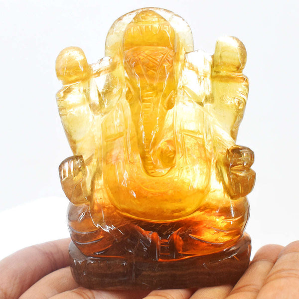 gemsmore:Natural Multicolor Fluorite Hand Carved Genuine Crystal Carving Lord Ganesha