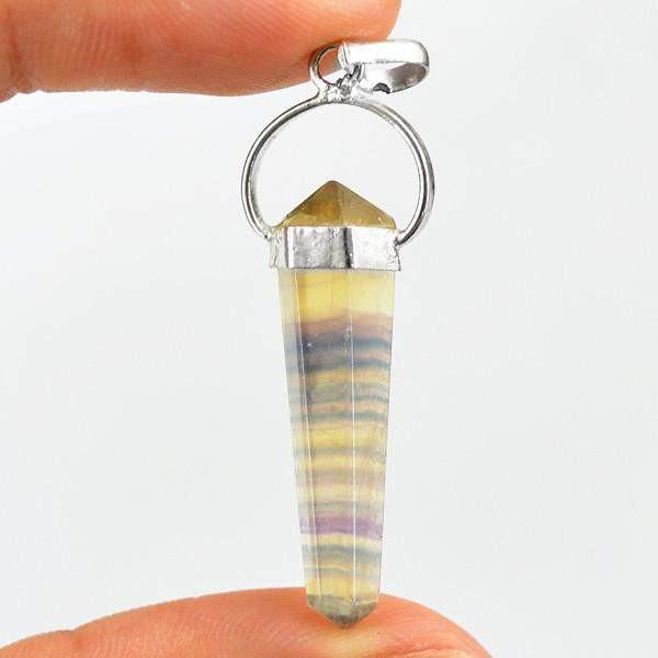 gemsmore:Natural Multicolor Fluorite Healing Point Pendant