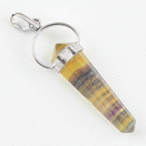 gemsmore:Natural Multicolor Fluorite Healing Point Pendant