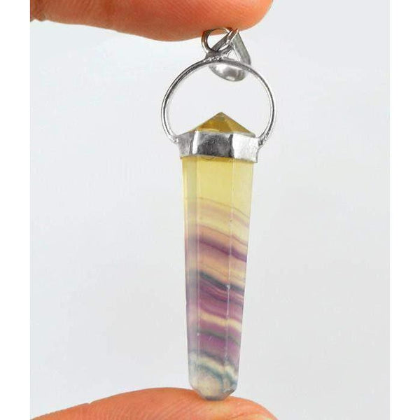 gemsmore:Natural Multicolor Fluorite Healing Point Pendant