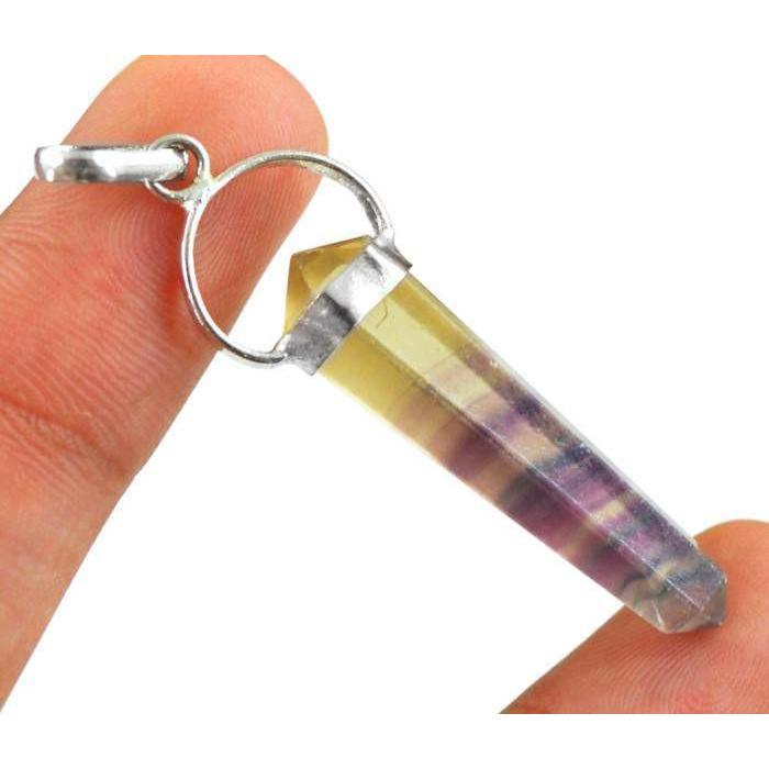 gemsmore:Natural Multicolor Fluorite Healing Point Pendant