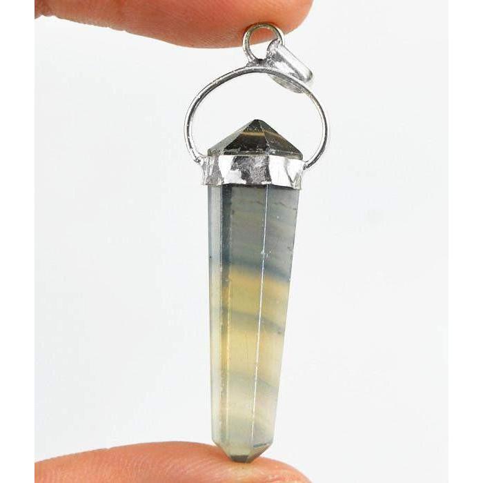 gemsmore:Natural Multicolor Fluorite Meditation Healing Point Pendant