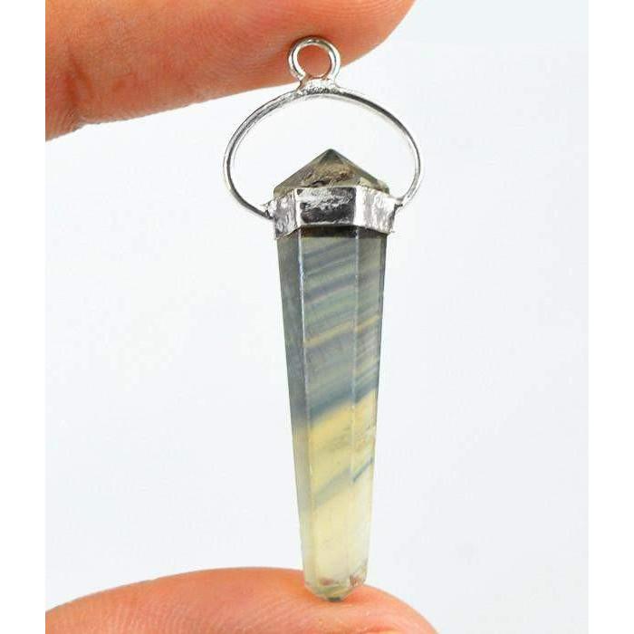 gemsmore:Natural Multicolor Fluorite Meditation Point Pendant