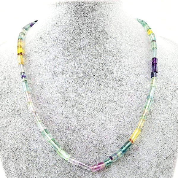 gemsmore:Natural Multicolor Fluorite Necklace - Untreated Beads