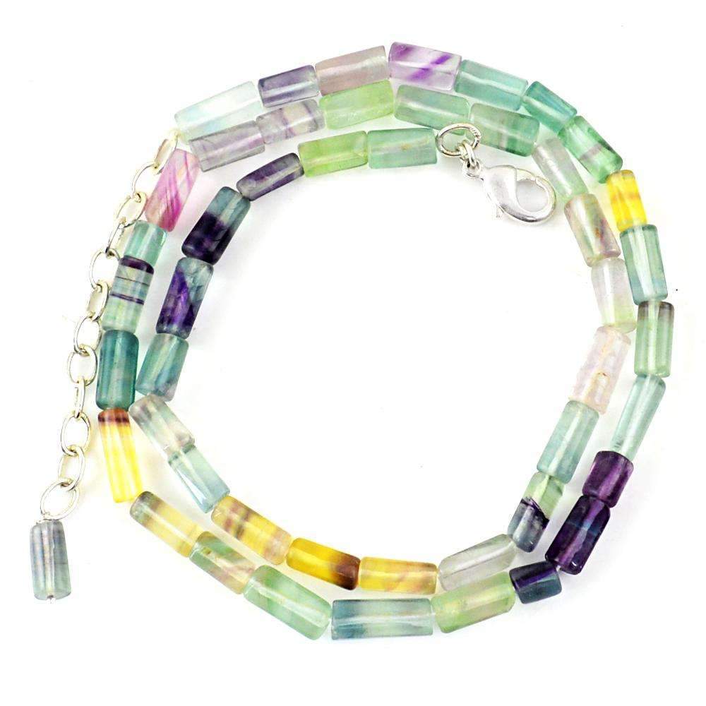 gemsmore:Natural Multicolor Fluorite Necklace - Untreated Beads