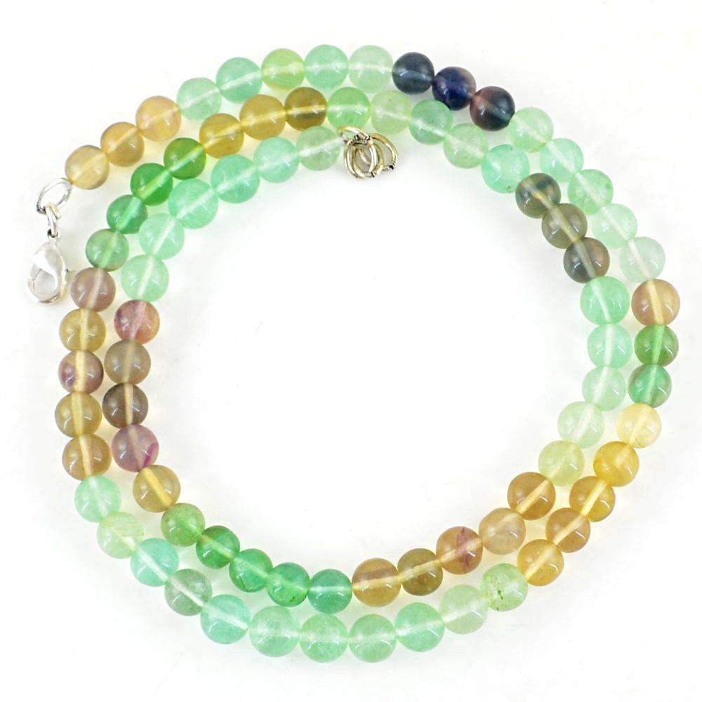 gemsmore:Natural Multicolor Fluorite Necklace 20 Inches Long Round Shape Beads