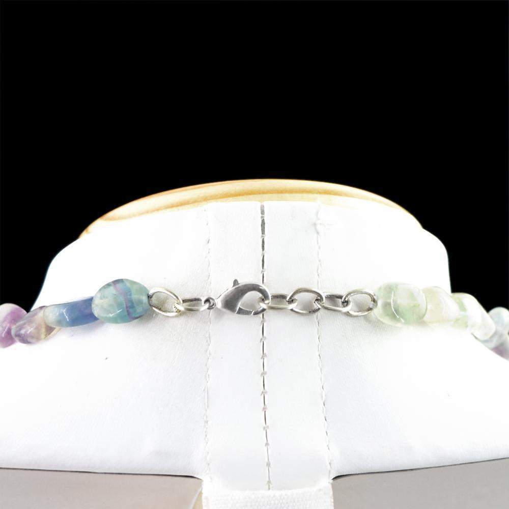 gemsmore:Natural Multicolor Fluorite Necklace Oval Shape Beads