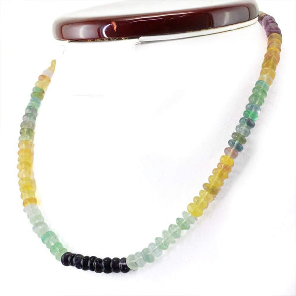 gemsmore:Natural Multicolor Fluorite Necklace Round Shape Beads