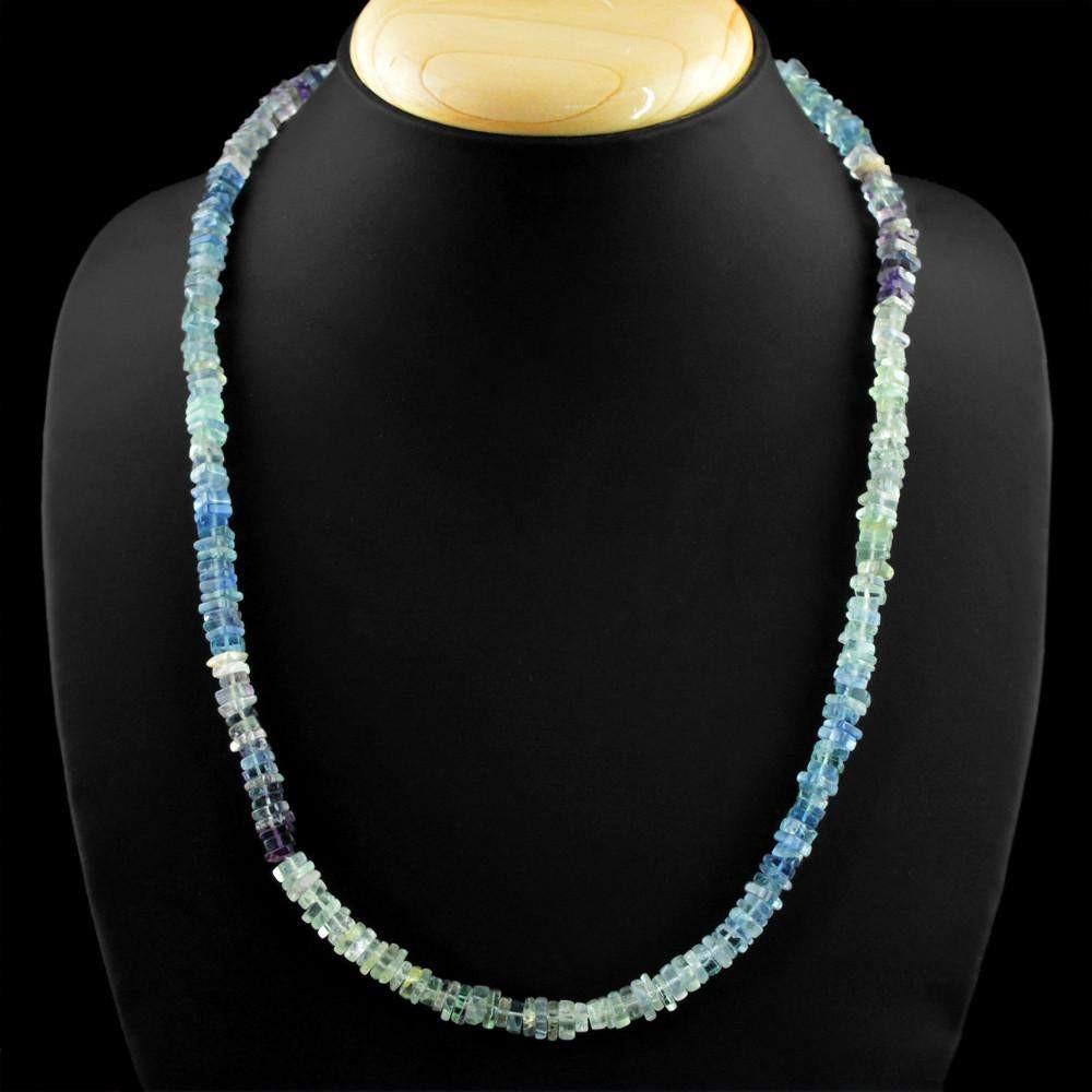 gemsmore:Natural Multicolor Fluorite Necklace Untreated Beads