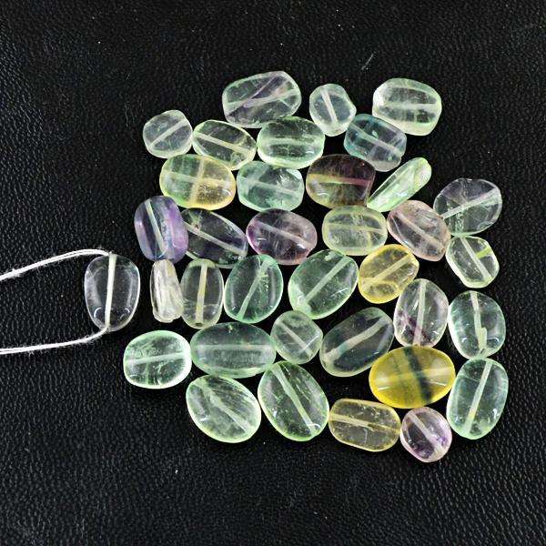 gemsmore:Natural Multicolor Fluorite Oval Shape Drilled Beads Lot