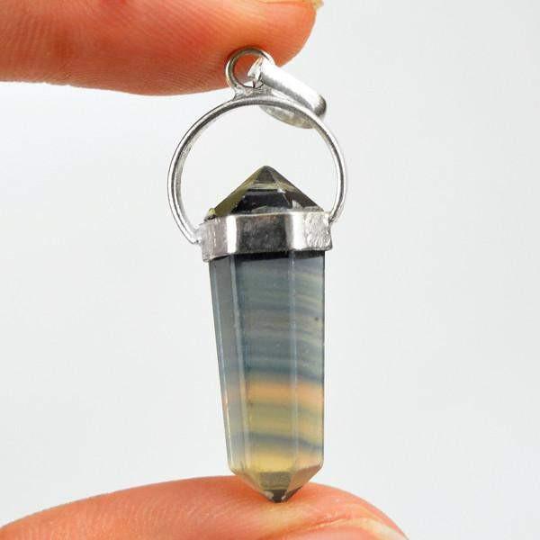 gemsmore:Natural Multicolor Fluorite Reiki Healing Point Pendant