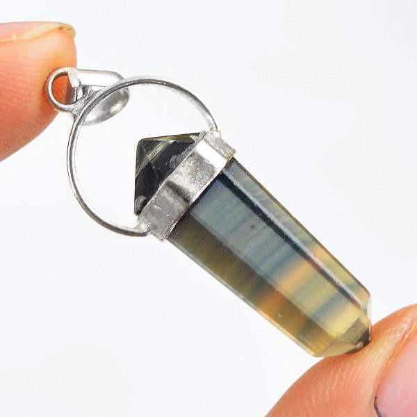 gemsmore:Natural Multicolor Fluorite Reiki Healing Point Pendant