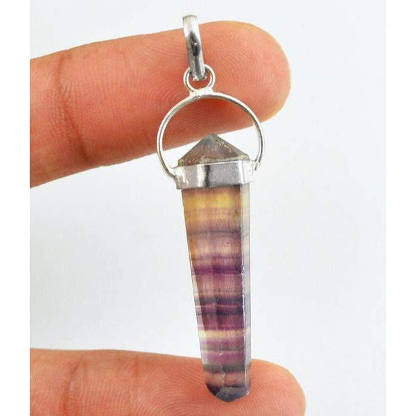 gemsmore:Natural Multicolor Fluorite Reiki Healing Point Pendant