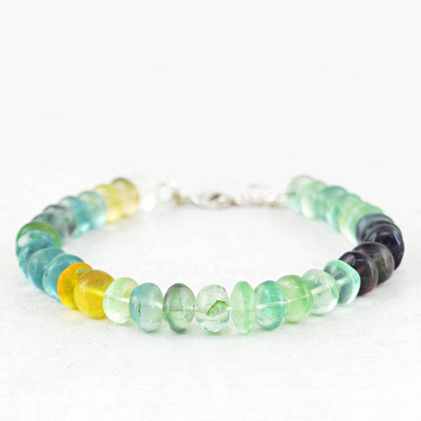 gemsmore:Natural Multicolor Fluorite Round Beads Bracelet