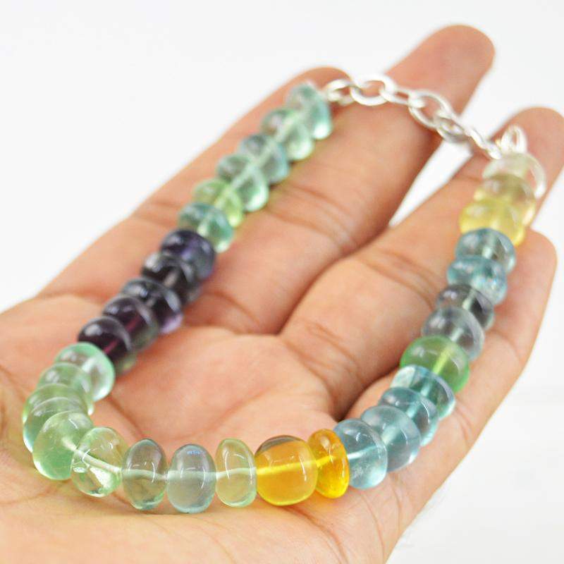gemsmore:Natural Multicolor Fluorite Round Beads Bracelet