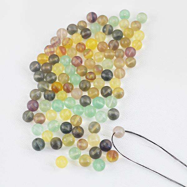 gemsmore:Natural Multicolor Fluorite  Round Shape Drilled Beads Lot