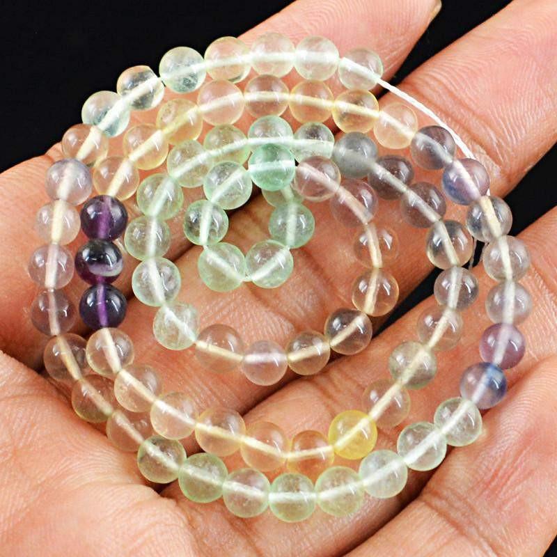 gemsmore:Natural Multicolor Fluorite Strand Round Shape Drilled Beads