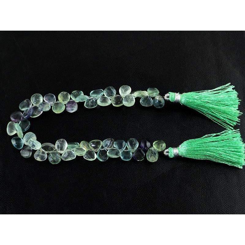 gemsmore:Natural Multicolor Fluorite Tear Drop Beads Strand