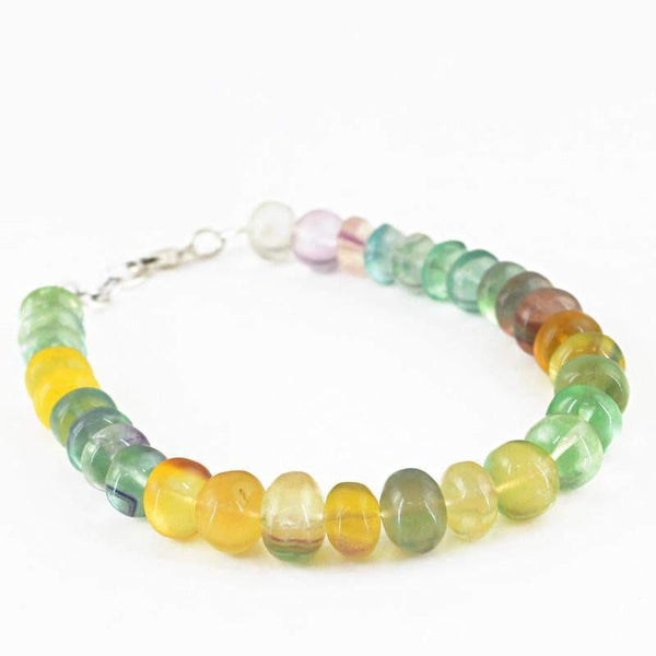 gemsmore:Natural Multicolor Fluorite Unheated Beads Bracelet