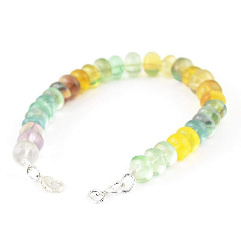 gemsmore:Natural Multicolor Fluorite Unheated Beads Bracelet