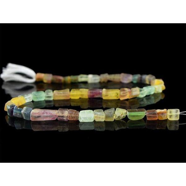 gemsmore:Natural Multicolor Fluorite Unheated Drilled Beads Strand