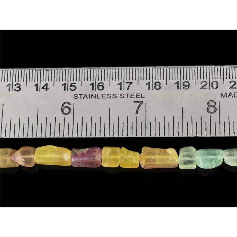 gemsmore:Natural Multicolor Fluorite Unheated Drilled Beads Strand