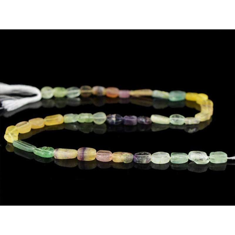 gemsmore:Natural Multicolor Fluorite Unheated Oval Shape Beads Strand