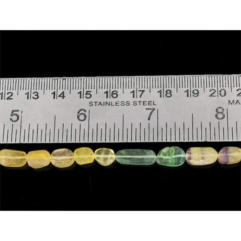 gemsmore:Natural Multicolor Fluorite Unheated Oval Shape Beads Strand