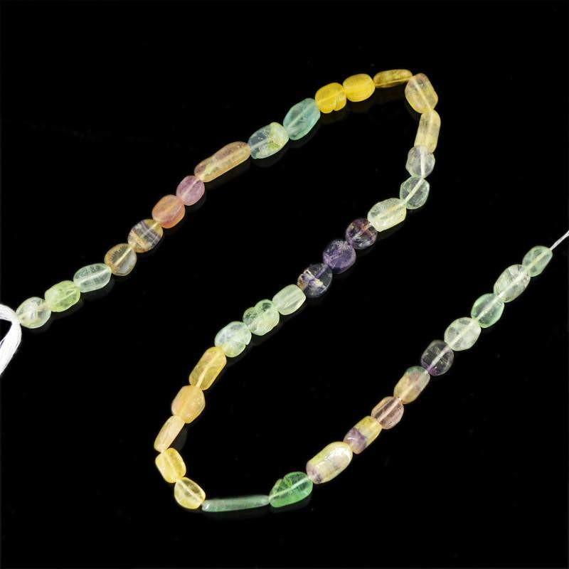 gemsmore:Natural Multicolor Fluorite Unheated Oval Shape Beads Strand