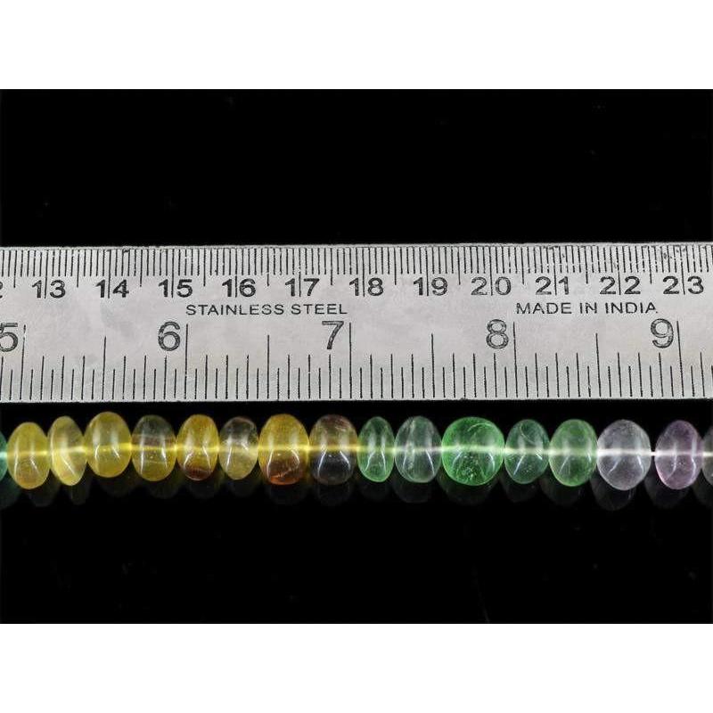 gemsmore:Natural Multicolor Fluorite Unheated Round Beads Strand