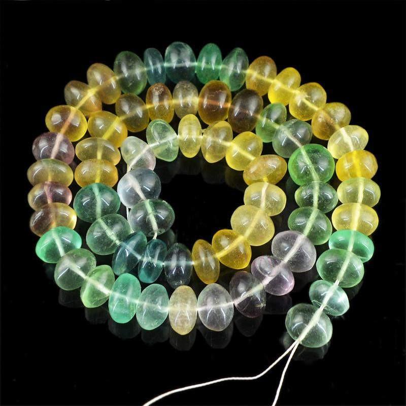 gemsmore:Natural Multicolor Fluorite Unheated Round Beads Strand