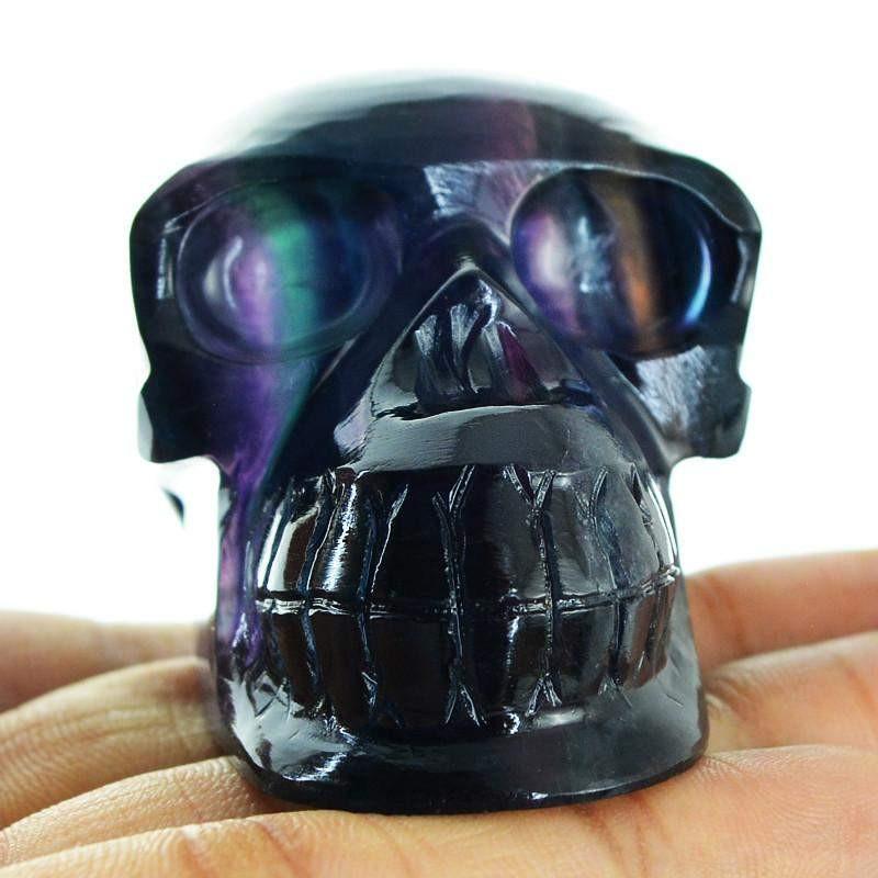 gemsmore:Natural Multicolor Fluorite Untreated Artisan Carved Skull