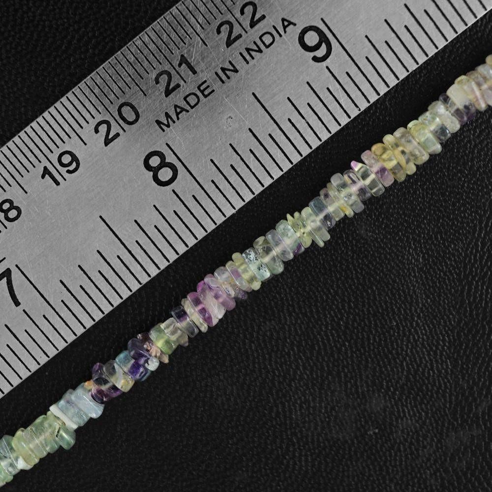 gemsmore:Natural Multicolor Fluorite Untreated Beads Strand