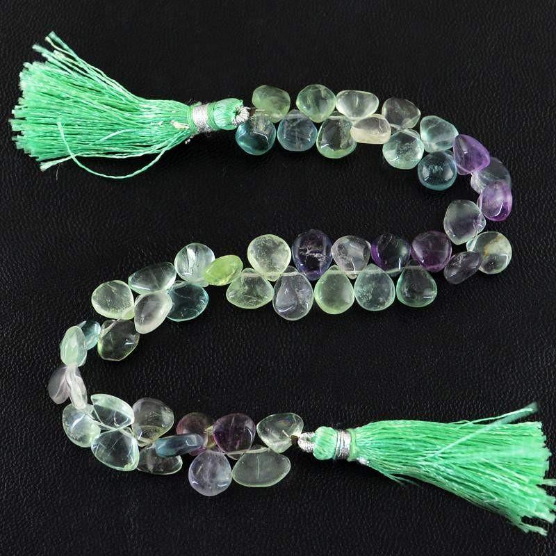gemsmore:Natural Multicolor Fluorite Untreated Beads Strand