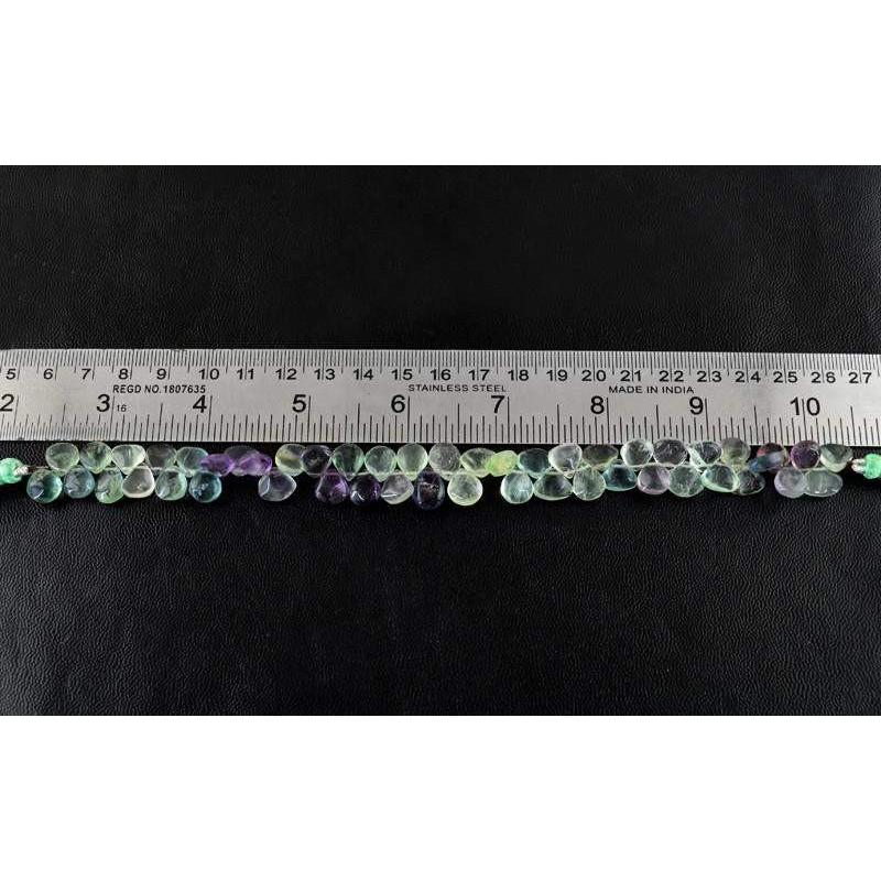 gemsmore:Natural Multicolor Fluorite Untreated Beads Strand